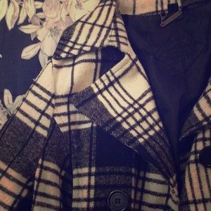 Black and White Plaid Pea Coat
